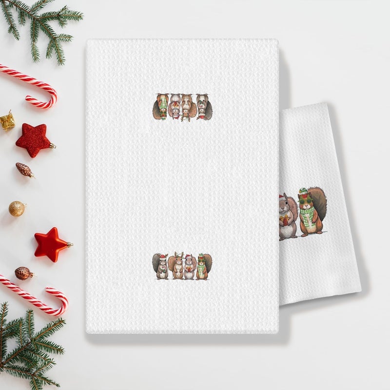 COWEB Christmas Squirrel Kitchen Towels, Squirrel Gifts, Christmas Dish Towels Tea Towel for Kitchen Bathroom, 16x24 Inch - Image 2